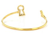 White Zircon 18k Yellow Gold Over Sterling Silver Keyhole With Bird Bracelet 0.61ctw