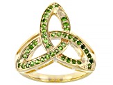 Green Chrome Diopside 18K Yellow Gold Over Sterling Silver Trinity Knot Ring 0.37ctw