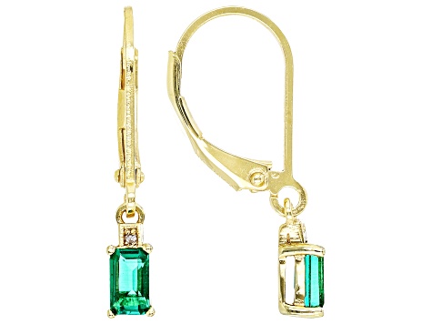 Lab Created Emerald 18K Yellow Gold Over Sterling Silver Jewelry Set 1.24ctw
