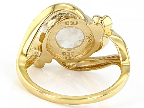 Rainbow Moonstone 18k Yellow Gold Over Sterling Silver Ring 0.07ctw