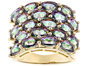 Multi-Color Quartz 18K Yellow Gold Over Sterling Silver Ring 7.16ctw