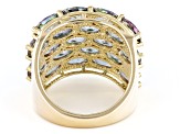 Multi-Color Quartz 18K Yellow Gold Over Sterling Silver Ring 7.16ctw