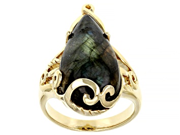 Picture of Gray Labradorite 18k Yellow Gold Over Sterling Silver Ring