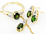 Green Chrome Diopside 18K Yellow Gold Over Sterling Silver Jewelry Set 2.27ctw