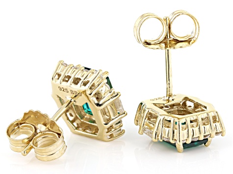 Lab-Created Emerald Ring, Earring & Necklace Set 1/3 ct tw Diamonds 10K  Yellow Gold