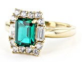 Green Lab Created Emerald 18k Yellow Gold Over Sterling Silver Ring 2.06ctw