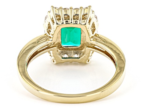 Green Lab Created Emerald 18k Yellow Gold Over Sterling Silver Ring 2.06ctw