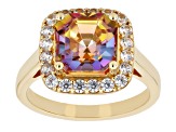 Multi Color Quartz and White Zircon 18k Yellow Gold Over Sterling Silver Ring 4.00ctw