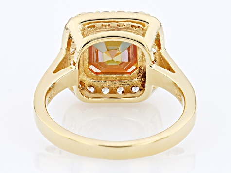 Multi Color Quartz and White Zircon 18k Yellow Gold Over Sterling Silver Ring 4.00ctw