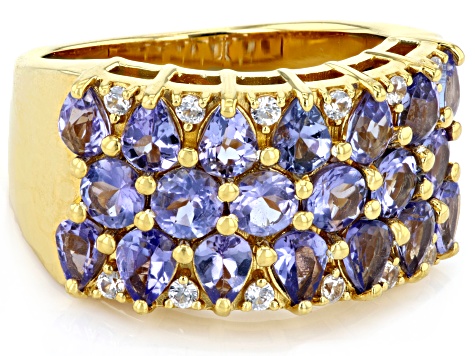 Blue Tanzanite 18k Yellow Gold Over Sterling Silver Ring 2.87ctw