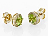 Green Peridot 18k Yellow Gold Over Sterling Silver Stud Earrings 2.83ctw