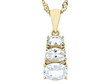 Picture of Blue Aquamarine 18k Yellow Gold Over Sterling Silver Pendant With Chain 1.13ctw