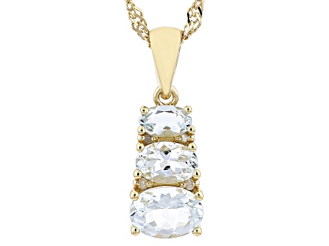 Blue Aquamarine 18k Yellow Gold Over Sterling Silver Pendant With Chain 1.13ctw