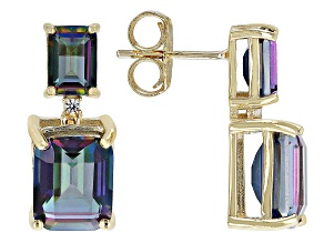 Multi-Color Quartz 18k Yellow Gold Over Sterling Silver Earrings 6.64ctw