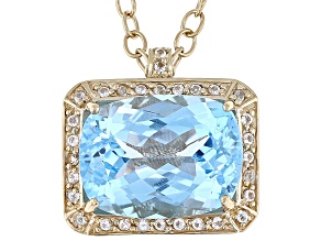 Sky Blue Topaz With White Topaz 18k Yellow Gold Over Sterling Silver Pendant With Chain 23.90ctw