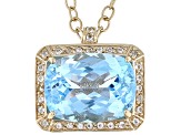 Sky Blue Topaz With White Topaz 18k Yellow Gold Over Sterling Silver Pendant With Chain 23.90ctw