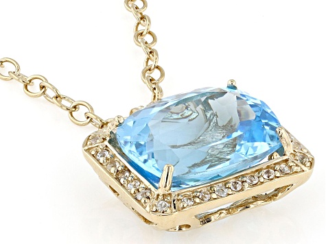 Sky Blue Topaz With White Topaz 18k Yellow Gold Over Sterling Silver Pendant With Chain 23.90ctw