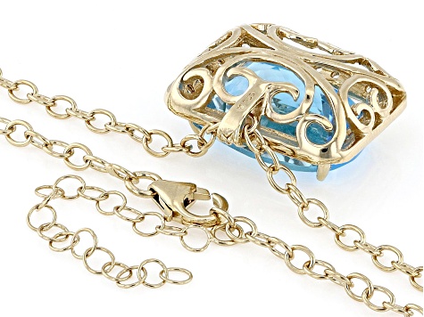 Sky Blue Topaz With White Topaz 18k Yellow Gold Over Sterling Silver Pendant With Chain 23.90ctw