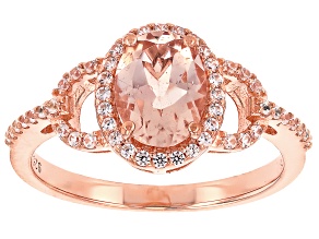 Morganite With White Zircon 18k Rose Gold Over Sterling Silver Ring 1.31ctw