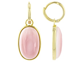 Pink Conch Shel 18k Yellow Gold Over Sterling Silver Earrings