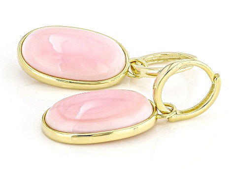 Pink Conch Shel 18k Yellow Gold Over Sterling Silver Earrings