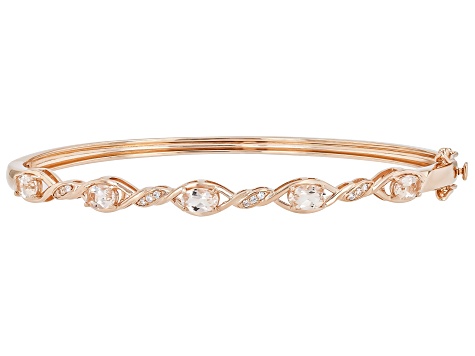 Morganite With White Zircon 18k Rose Gold Over Sterling Silver Bangle Bracelet 1.64ctw