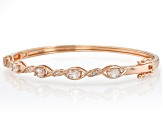 Morganite With White Zircon 18k Rose Gold Over Sterling Silver Bangle Bracelet 1.64ctw
