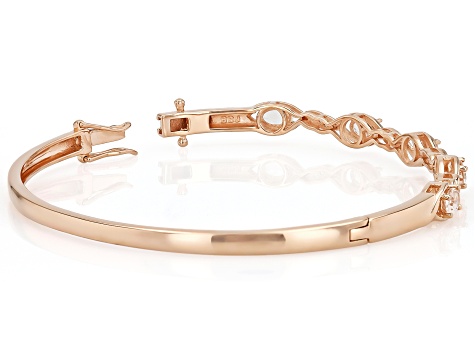Morganite With White Zircon 18k Rose Gold Over Sterling Silver Bangle Bracelet 1.64ctw