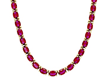 Picture of Lab Created Ruby 18k Yellow Gold Over Sterling Silver Necklace 29.10ctw
