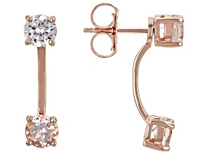 Peach Morganite With White Zircon 18k Rose Gold Over Sterling Silver Earrings 2.27ctw