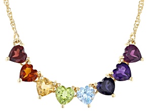 Multi Gemstone 18k Yellow Gold Over Sterling Silver Necklace 3.31ctw