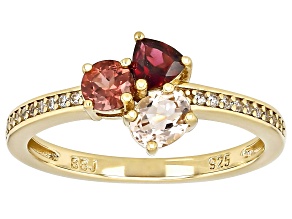 Peach Morganite 18k Yellow Gold Over Sterling Silver Ring 1.02ctw