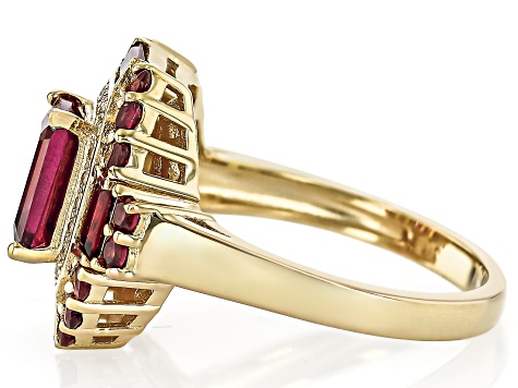 Purple Rhodolite With White Zircon 18k Yellow Gold Over Sterling Silver Ring 2.86ctw