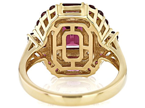 Purple Rhodolite With White Zircon 18k Yellow Gold Over Sterling Silver Ring 2.86ctw