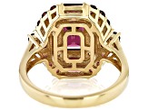 Purple Rhodolite With White Zircon 18k Yellow Gold Over Sterling Silver Ring 2.86ctw