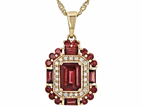 Rhodolite With White Zircon 18k Yellow Gold Over Sterling Silver Pendant With Chain 2.80ctw