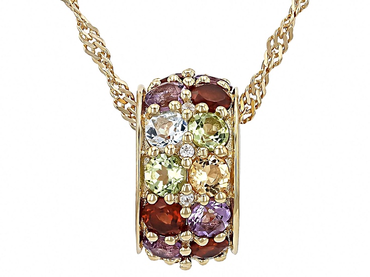 【希少 ダイヤモンド】vitajuwel ヴィタジュエル バトン Multicolor Multi Gemstone 18k Yellow Gold Over Sterling Silver