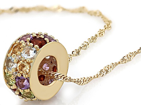 Multicolor Multi Gemstone 18k Yellow Gold Over Sterling Silver