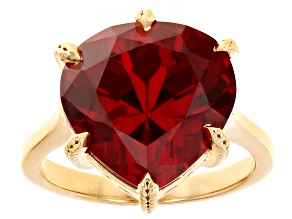 Lab Created Ruby 18k Yellow Gold Over Sterling Silver Ring 11.07ct