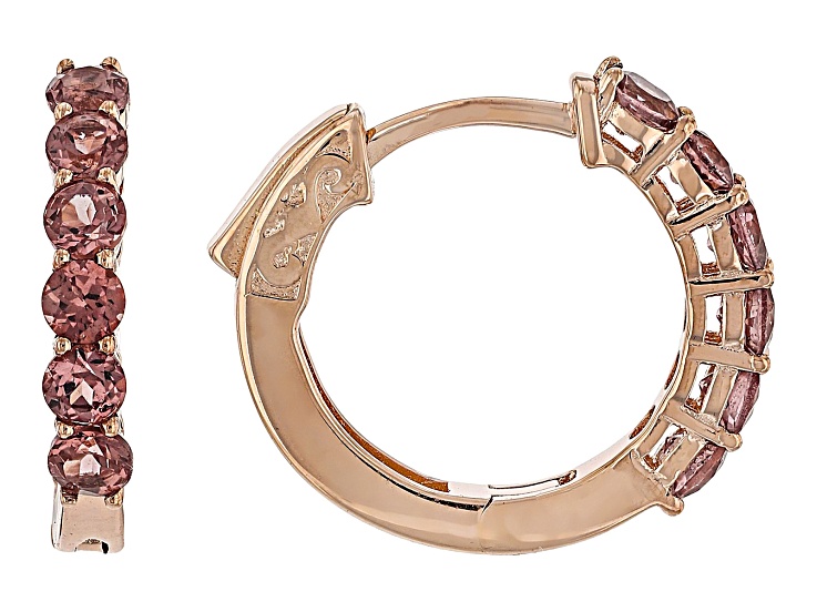 Pink Color Shift Garnet 18k Rose Gold Over Sterling Silver Earrings 1.73ctw