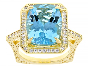 Picture of Sky Blue Topaz With White Topaz 18k Yellow Gold Over Sterling Silver Ring 11.83ctw