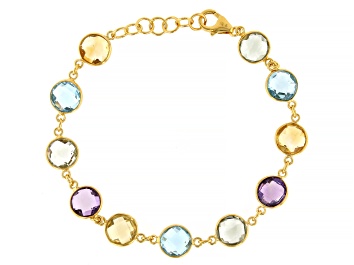 14K Yellow Gold Multi-Gemstone and Shapes 8.25-inch Bracelet
