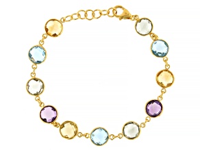 Multi Gemstone 18k Yellow Gold Over Sterling Silver Bracelet 19.18ctw