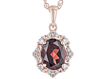 Picture of Red Garnet 18k Rose Gold Over Sterling Silver Pendant With Chain 2.29ctw