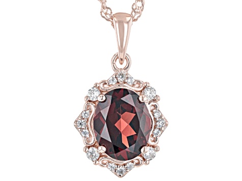 Red Garnet 18k Rose Gold Over Sterling Silver Pendant With Chain 2.29ctw