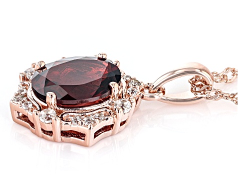 Red Garnet 18k Rose Gold Over Sterling Silver Pendant With Chain 2.29ctw