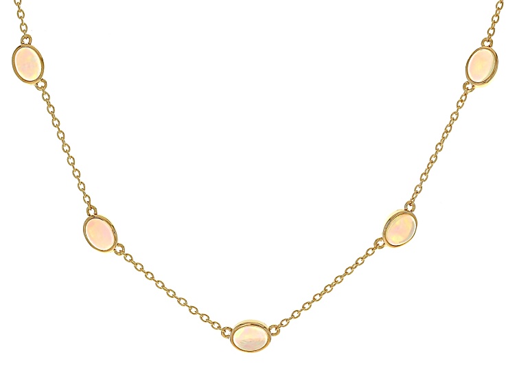 Ethiopian Opal 18k Yellow Gold Over Sterling Silver Necklace 3.21ctw