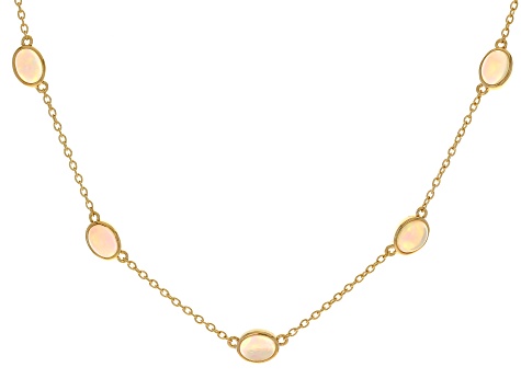 Ethiopian Opal 18k Yellow Gold Over Sterling Silver Necklace 3.21ctw