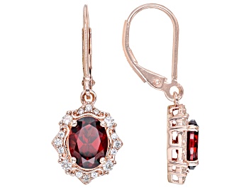 Picture of Red Garnet 18k Rose Gold Over Sterling Silver Earrings 3.03ctw