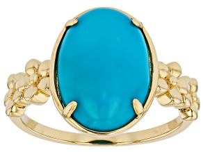 Blue Sleeping Beauty Turquoise 18K Yellow Gold Over Sterling Silver Ring